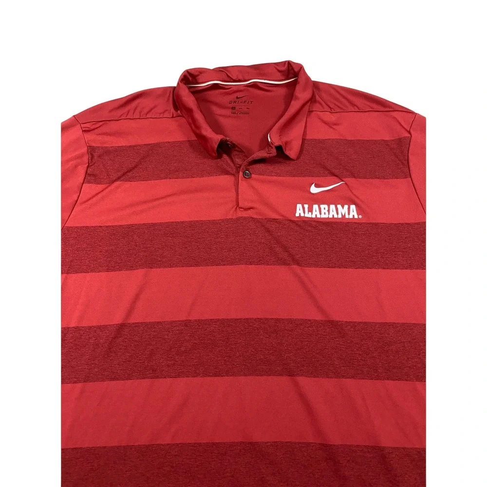 Nike Alabama Crimson Tide Dri-FIT Striped Polo Shirt Mens 3XL Red Short Sleeve